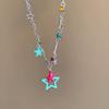 Summer dopamine colored candy fringed star necklace female light luxury high sense collarbone chain sweet cool babe neck chain