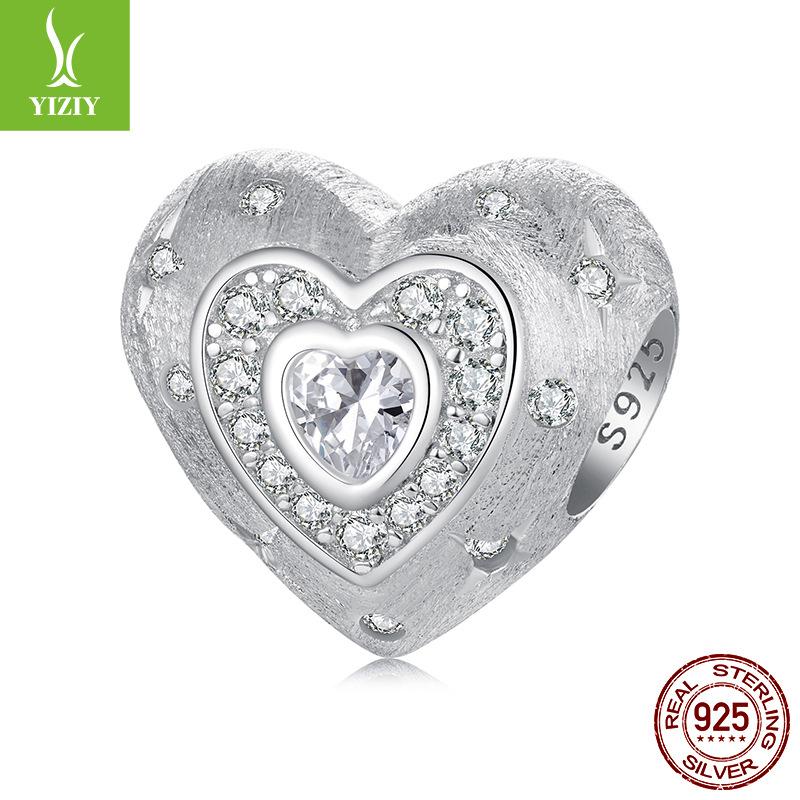925 Sterling Silver Shining Heart Beads, Love Tree Of Life Diy Bracelet Accessories Valentine'S Day Series