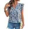 Summer Bohemia Style Short Sleeve Pullover Shirt Women 2025 Fashion Loose Pullover V-neck Ruffle Sleeve Top Women