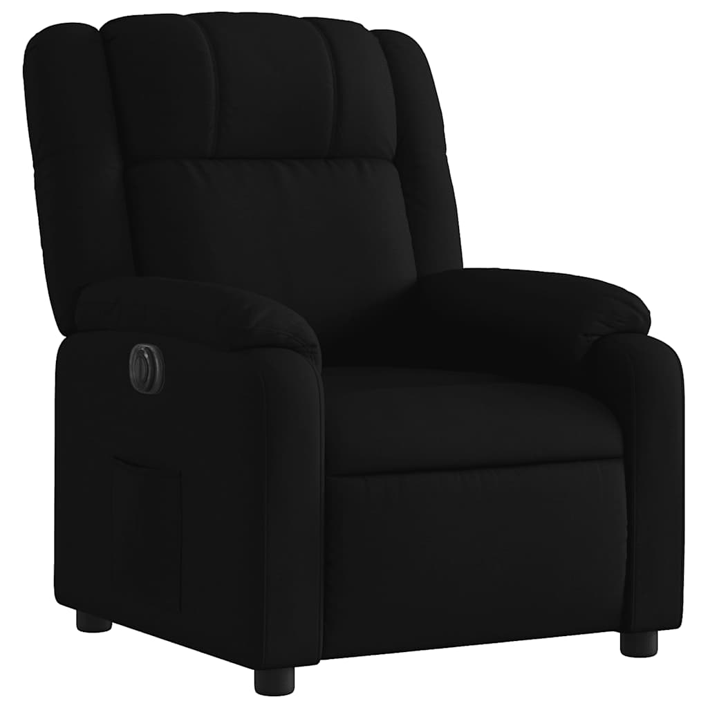 Electric Recliner Chair Black Fabric