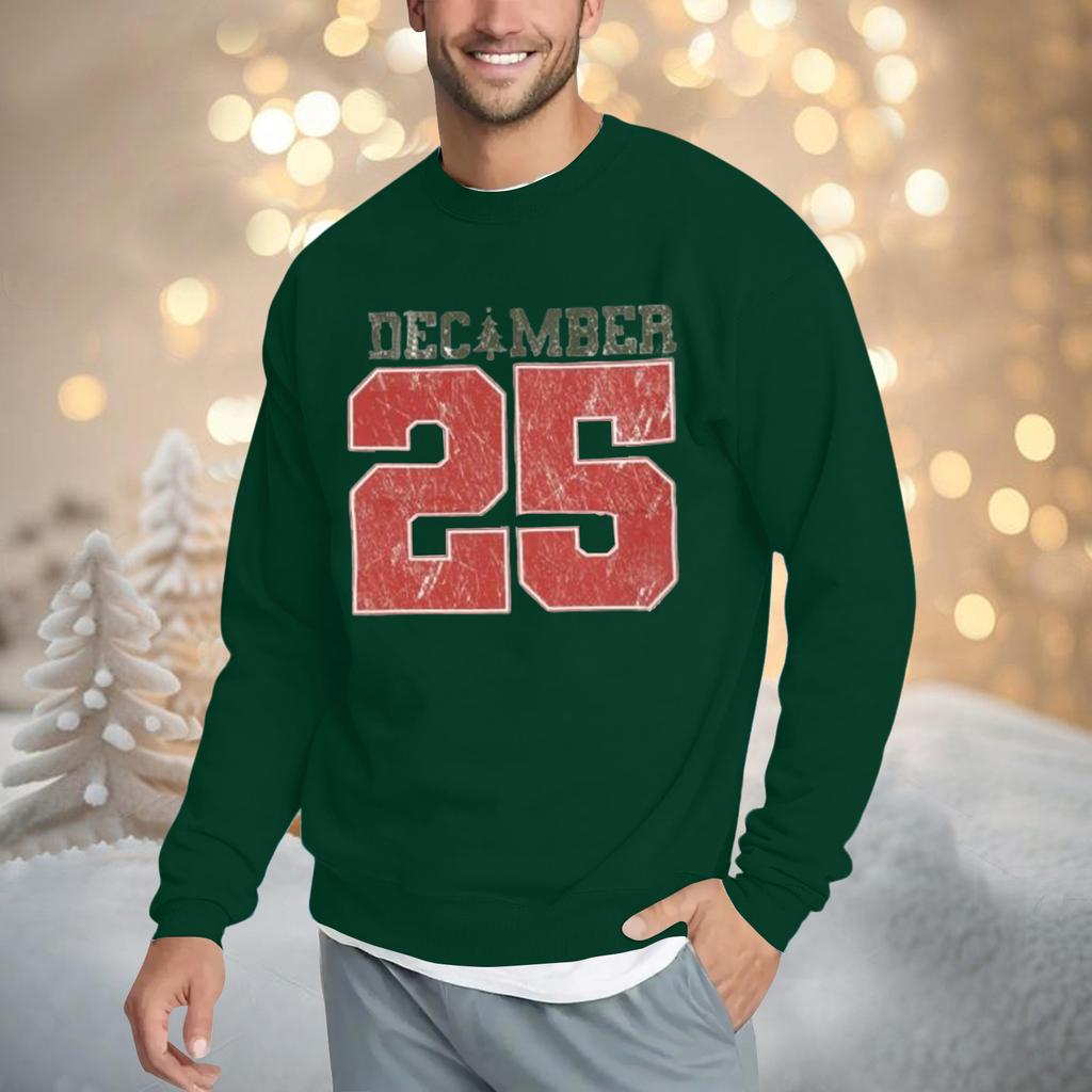 Christmas Print Loose Fit Round Neck Sweatshirt For Men