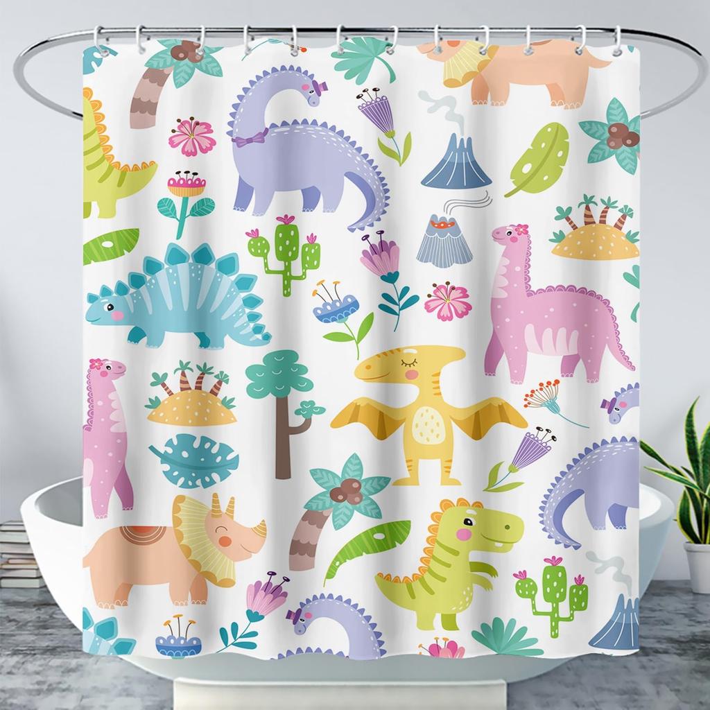 Cute Cat Cartoon Pet Cat Kitten Bathroom Curtain,Cat Paw Print Cat Lover Bath Curtain Polyester Waterproof Bathroom Curtain Wi