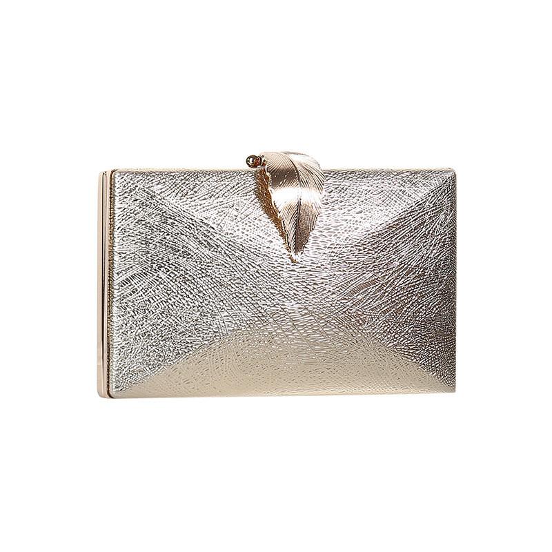 Pochette da sera minimalista in PU e Metallo a Foglia con Tasca per Telefono per Feste Formali