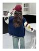 Trendy Autumn Color Block Children's Baseball Cardigan - Korean Fashion College Style Jacket for Girls