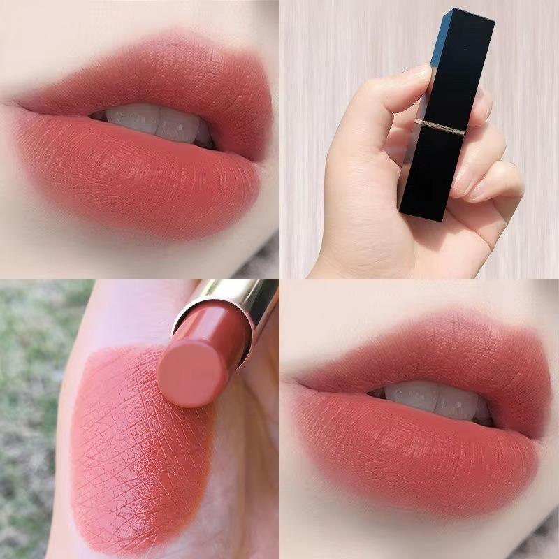 Matte Moisturizing Black Body Gold Tube Lipstick Moisturizing Schoolgirl Retro Milk Tea Color Lipstick