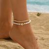 Snake Bone Foot Chain Simulated Pearl Starfish Anklets For Women Trendy Gold Color Ankle Bracelet Beach Jewelry Summer Accessory