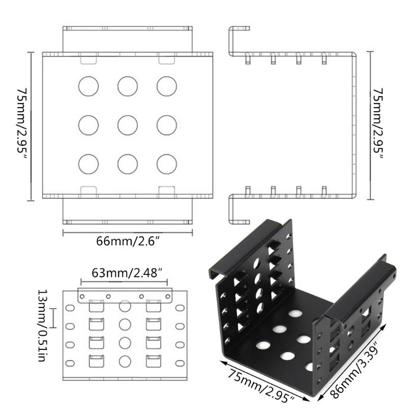 2.5 inches 4 Bay HDD SSD Rack Adapter SSD Converter Mounting Bracket Durable Hard Drive Disk Holder Rack Bay Chassis