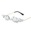 Luxury Fire Flame Sunglasses Women Vintage Rimless Wave Metal Shades UV400 Mirror Eyewear Fashion Sun Glasses