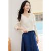 VICTORIA&VERA Women's Cashmere Blend V-Neck Knit Sweater V8701S04