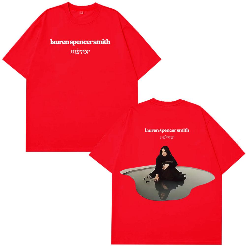 Lauren Spencer Smith Mirror Album Vintage Print Tshirt Men Women Fashion Tshirt Short Sleeves Y2k Clothes Cotton Loose Tshirts S