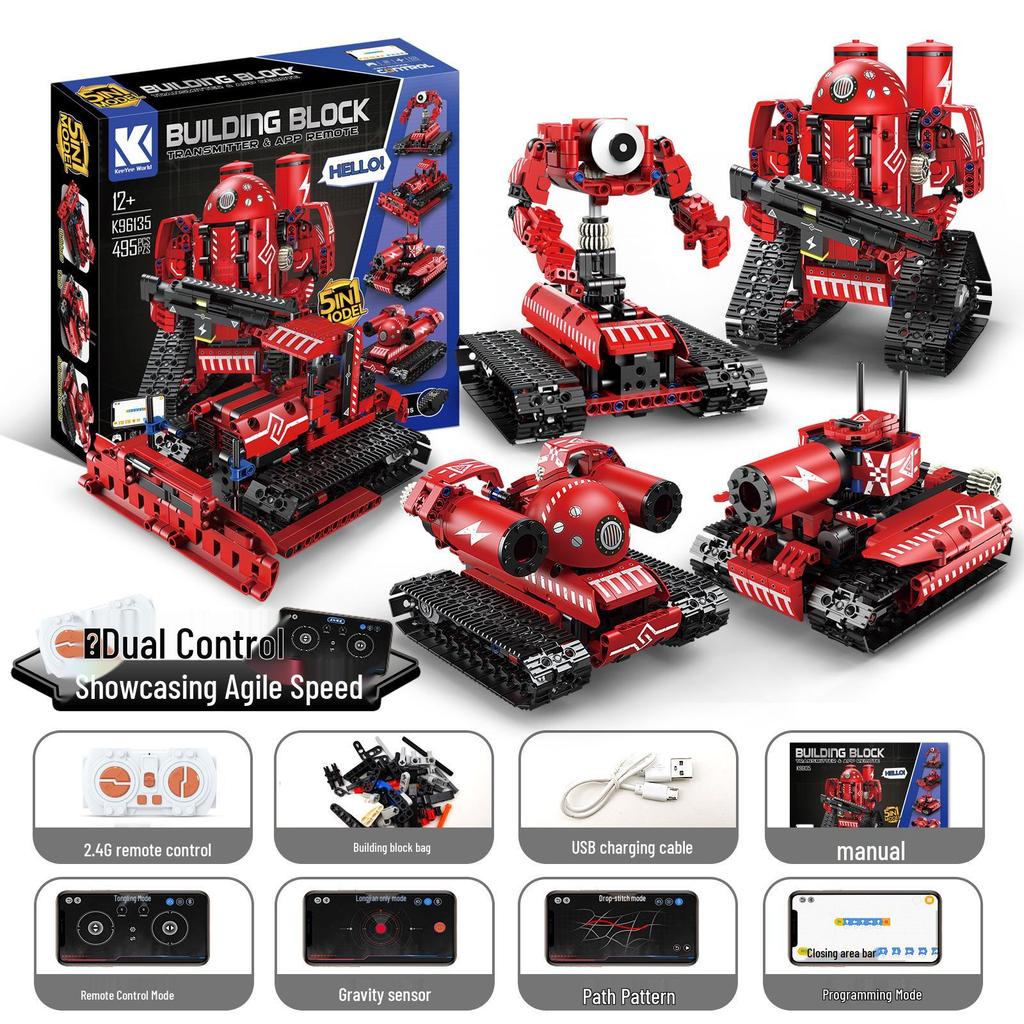 5-in-1 Electric Remote-Control Transformer Robot Building Kit
