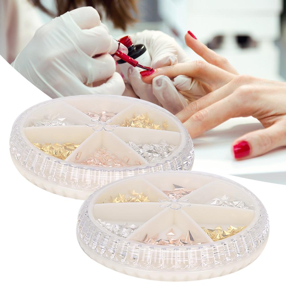 2 Box Metal Shiny Nail Ornaments Stylish Nail Art Decoration DIY Manicure Tool Accessory