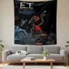 E.T. The Extra Terrestrial Tapestry Wall Hanging, Spielberg Classic Sci-Fi Film Art, Retro Family Wall Decor for Bedroom Living Room