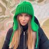 Autumn Winter Ladies Knitted Hat Women Leisure Lei Feng Style Solid Color Flanging Tie Up Ear Protection Windproof Warm Cap Bomber Hats Outdoor