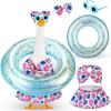 Bikini Porch Goose Outfits, Porch Goose Summer Outfits, Swimsuit with Hat Sunglasses & Swim Ring, Fit 23'' Lawn Goose Statue for Summer Outdoor Garden