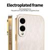 KADEM For Samsung Galaxy S25 Edge Case Electroplating Silk Texture PU+TPU Phone Back Cover