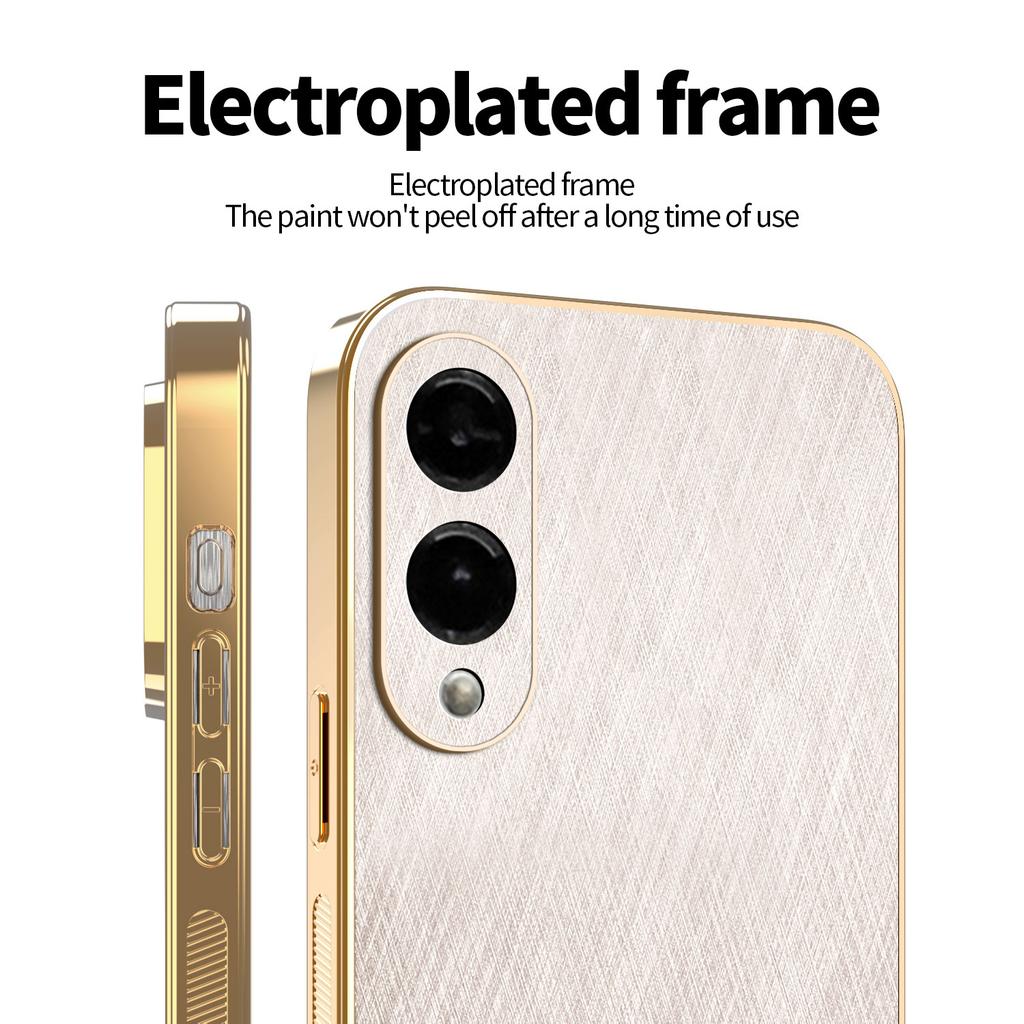 KADEM For Samsung Galaxy S25 Edge Case Electroplating Silk Texture PU+TPU Phone Back Cover