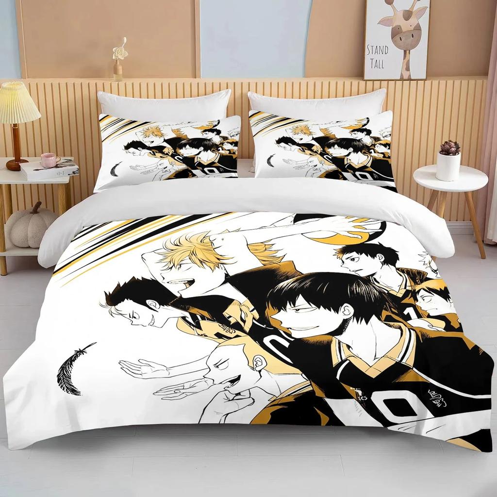 Neue 3D Haikyuu Bettwäschesets Cartoon Steppdecke Bettbezug Anime Bettdeckenbezug Kissenbezugsets Erwachsene Kinder Bettwäschesets Heimtextilien