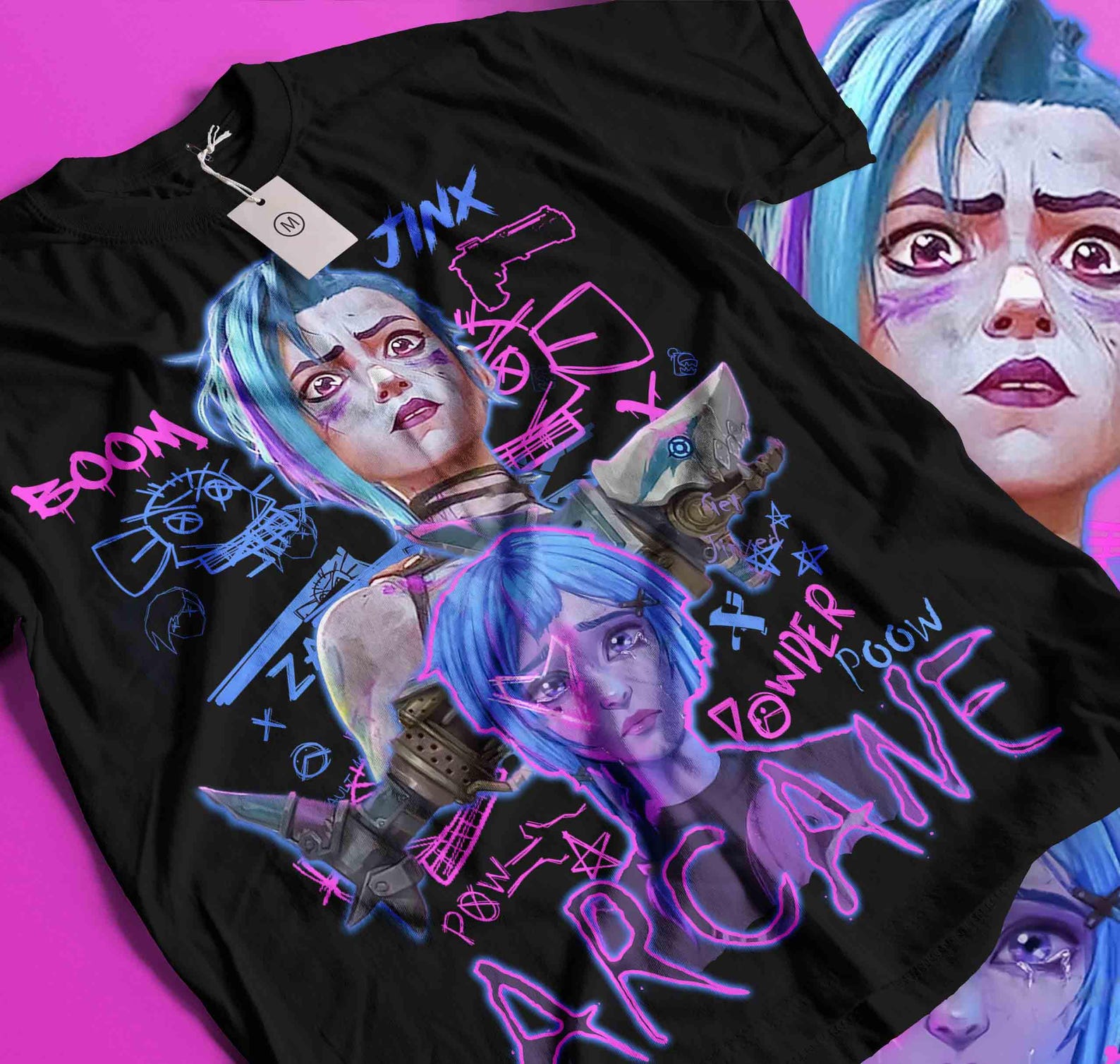 Jinx Arcane t-shirt, Gaming t-shirt, Gaming Legend Apparel, Video Game t-shirt, Moba Game t-shirt, LOL t-shirt, Gamer t-shirt, Game Lover XL