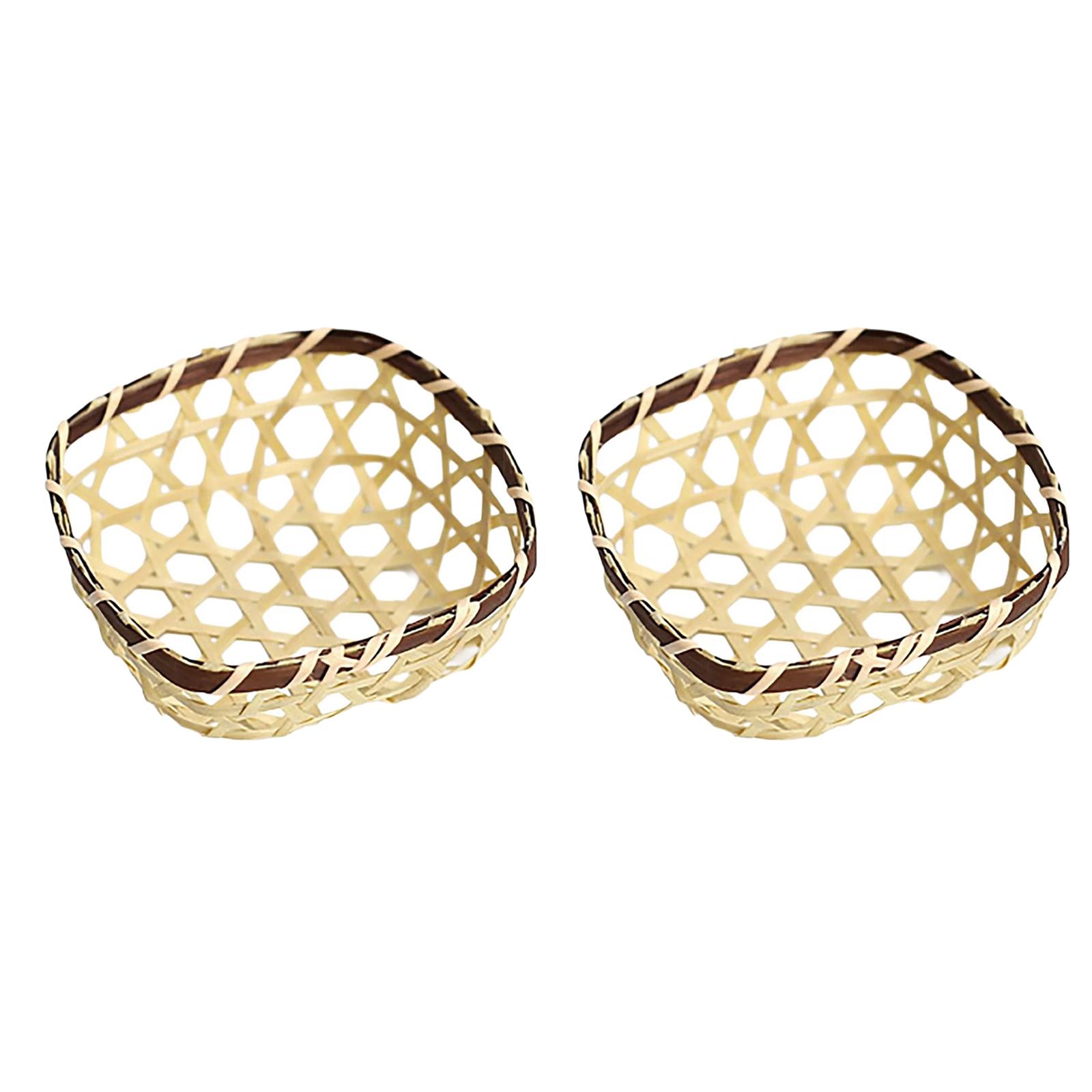 

2 шт. Бамбуковые корзины ручной работы для сервировки, для декоративного использования на столе, для хранения закусок и фруктов, декоративная корзина B