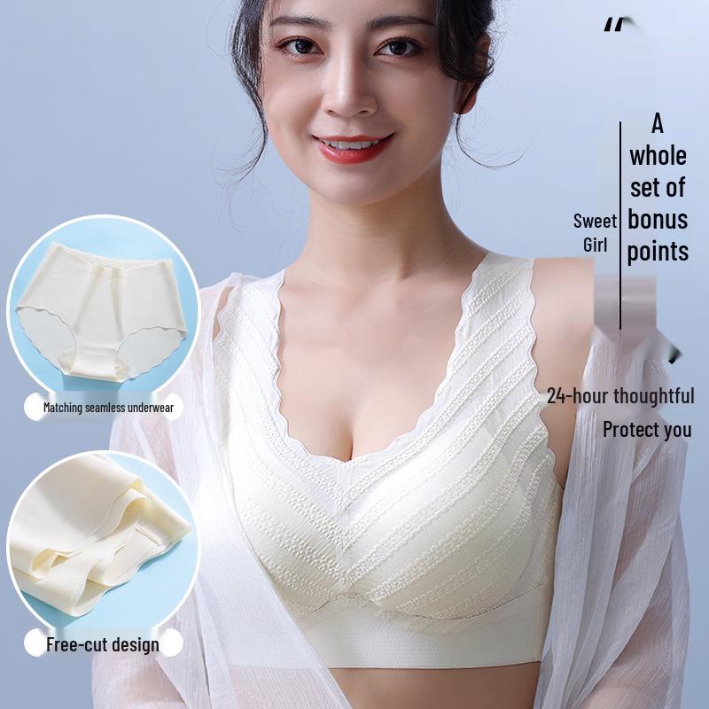 Plus Size Seamless Lace Wireless Support Bra for Women