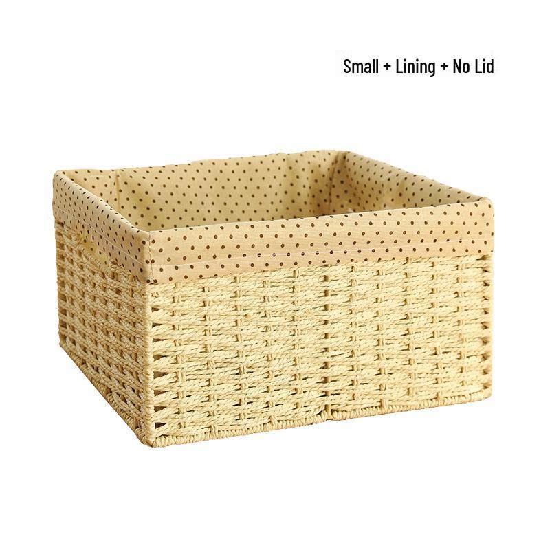 Rattan Woven Storage Basket with Lid - Cosmetics Organizer & Snack Box