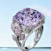 Luxury European and American New Rings, Creative Flowers, High-end Women's Purple Diamonds, Gemstone Diamond Rings, Full of Diamond Jewelry