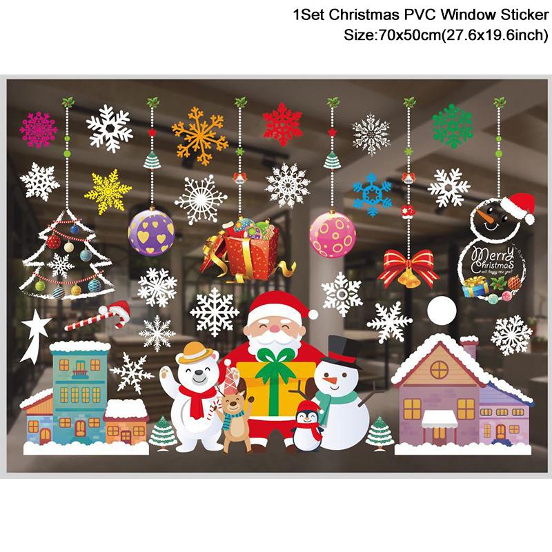 Christmas Window Stickers Santa Claus Snowflake DIY Wall Decal 2026 Christmas Decorations For Home New Year Ornaments Gift 2026