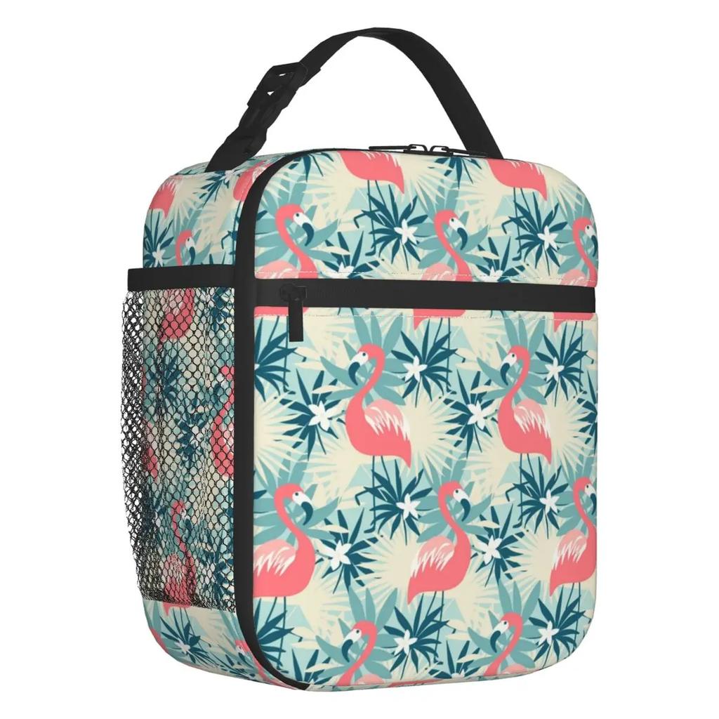 Pink Flamingo Summer Vibes Flamingos Pattern Portable Lunch Boxes Cooler Thermal Food Insulated Lunch Bag Kids School Children