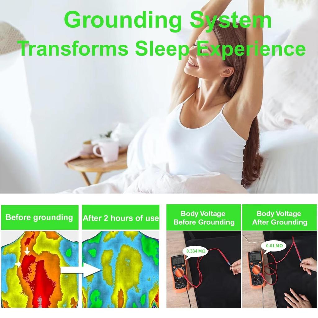 Mata uziemiająca 27×76 cali dla lepszego snu, łagodzenia bólu i redukcji stresu - mata uziemiająca z przewodem uziemiającym, idealna do snu
