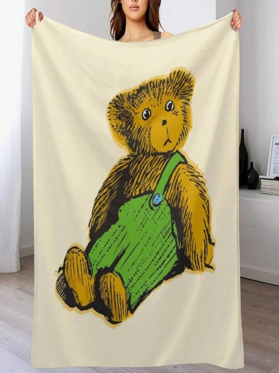 Вельветовое покрывало-плед с мишкой, самое мягкое, для дивана-кровати, роскошное, ретро-плед 75X95CM