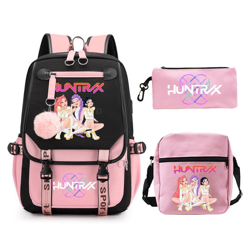 Animation Cartoon Peripheral Printing Trend Lightweight Shoulder Backpack, Primary And Secondary School Student Leisure Schoolbag Three-Piece Set