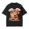 T-shirt Divertenti da Uomo con Scimmia Punch e Coniglietto Pasquale Cartoni Animati Estive Y2k Manica Corta Scollo a O Magliette alla Moda Economiche