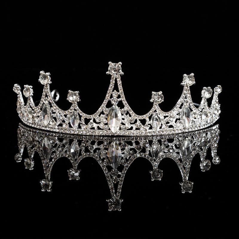 Super Sparkling Bridal Headwear, Necklace, Earrings, Crown, Three-piece Set with Rhinestones and Wedding Dress, Wedding Accessories, Hair Accessories