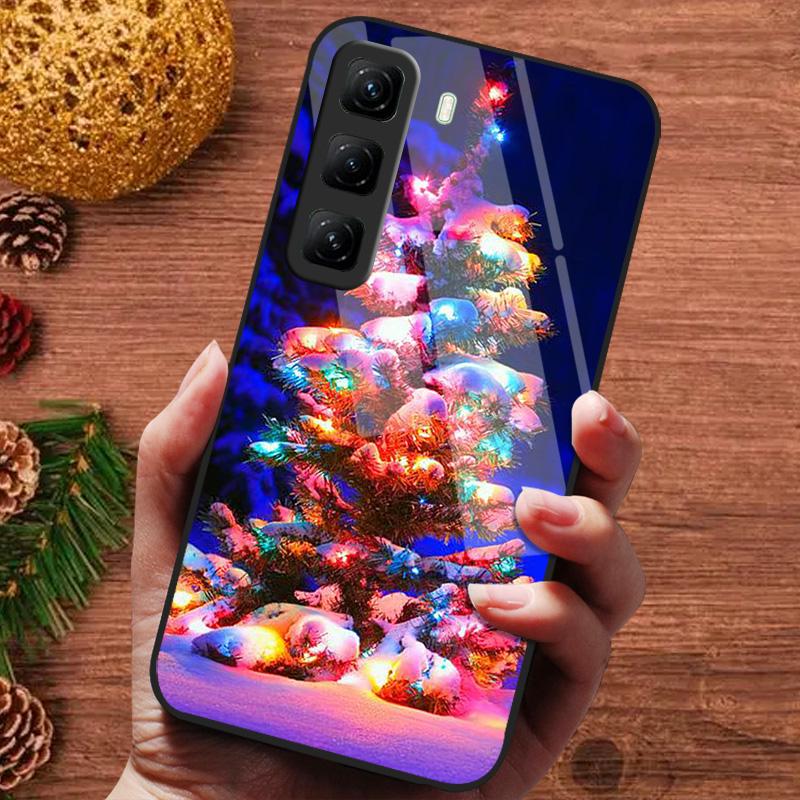 

Рождественская расписная крышка для infinix Hot 50 60 4G 5G 50i 60i Hot50 Pro + 50Pro Plus Чехол Закаленное стекло Fundas Чехол для телефона infinix Hot 60i
