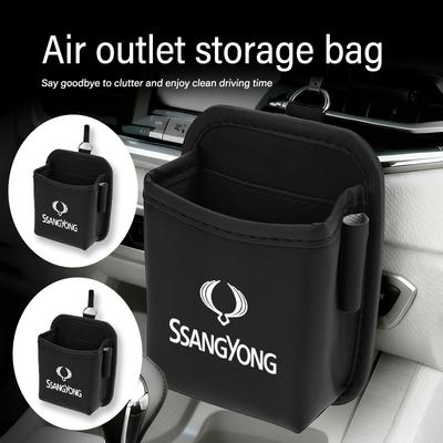 For SsangYong Car Storage Bag Air Vent Dashboard Tidy Hanging Organizer Box Auto Accessories Actyon Korando Turismo Musso Rodius