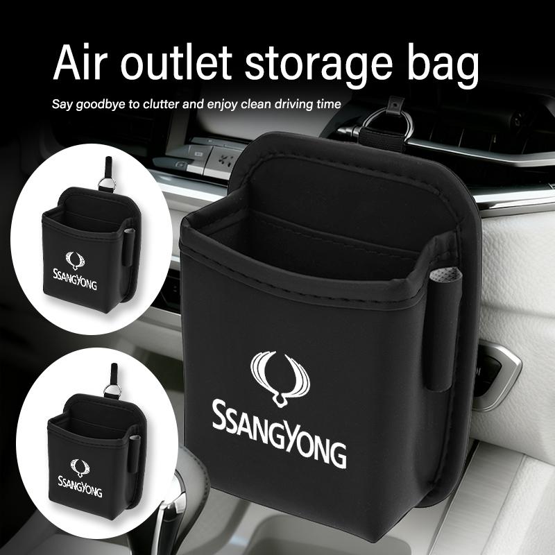 For SsangYong Car Storage Bag Air Vent Dashboard Tidy Hanging Organizer Box Auto Accessories Actyon Korando Turismo Musso Rodius