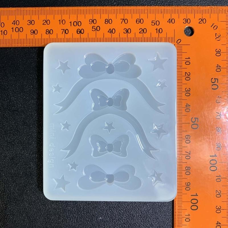 Princess on the Run Bowknot Star Parts Silicone Mold Keychain Bag Pendant Handmade Ornament Mold for Birthday Gift