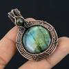 Labradorite Pendant, Handmade Gemstone 999 Copper Wire Wrapped Pendant Antique Jewelry, For Gift Silver Jewelry