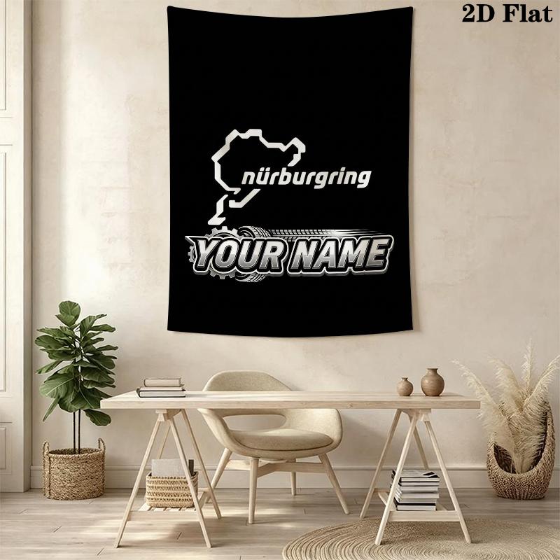 Custom Name Nürburgring Wall Tapestry Aesthetic Wall Hanging Printed Fabric Blanket Decorative Tapestries for Bedroom Living Room Home Decor