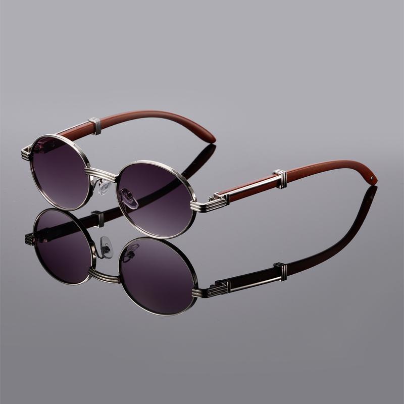 Vintage Oval Sunglasses Men Fashion Retro Metal Rim Gradient Casual Shades Women Trendy Luxury Brand Design Sun Glasses