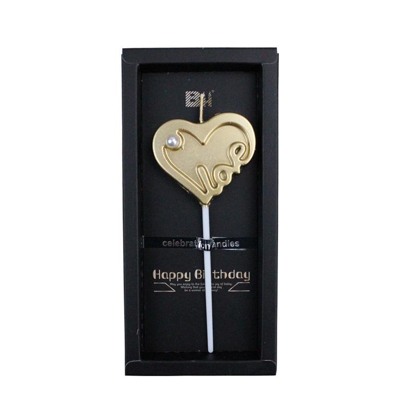 

New Birthday Cake Decoration Candle Gilded Love Love Chinese Valentine s Party Festival Proposal Large Gift Box Gold plated love candle gold