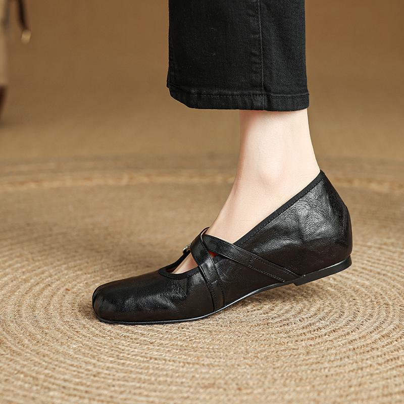 

Krazing Pot Sheepskin Round Toe Low Heels Hook Loop Summer Shoes Big Size 42 Women Pumps 34 чёрный