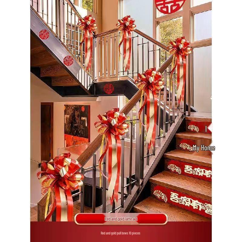 Wedding Stair Railing Decoration Package with Balloons and Flowers: Complete Set for Wedding Room Arrangement