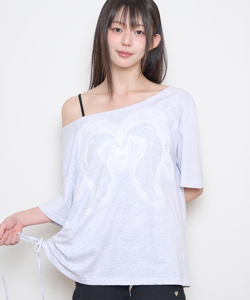 ILLIGO Saeso Angel Off-Shoulder T-Shirt Back Melange