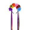 Women Headband Satin Colorful Flower Decor Hair Hoop Bright Color