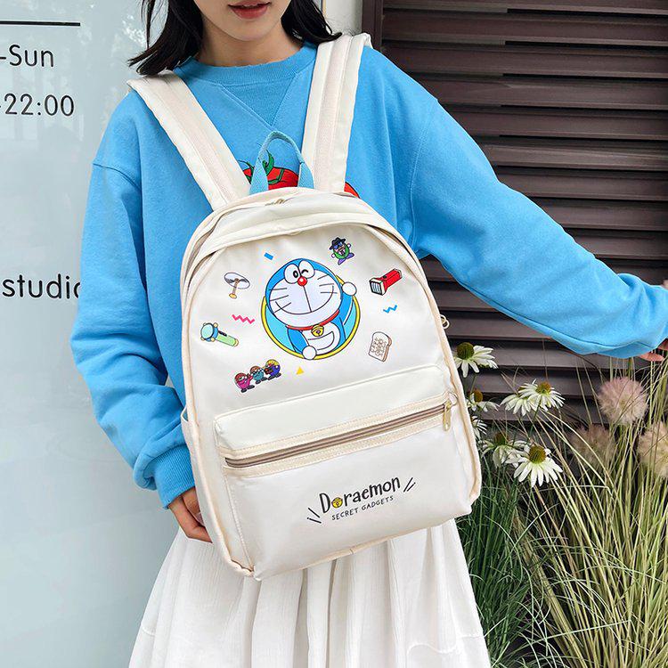 Zaino Scolastico Giapponese - Carino Zaino Doraemon per Donne, Ragazze e Studenti bianco