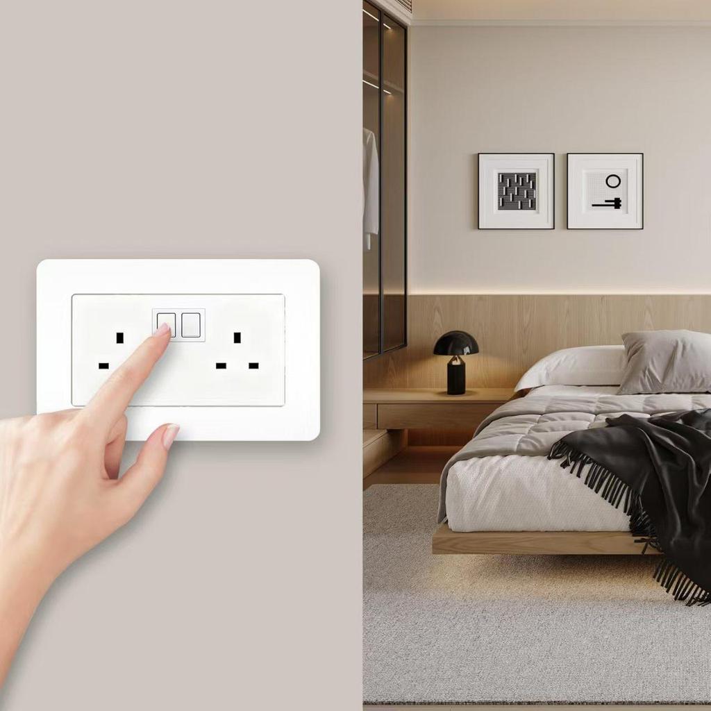 Solid Color Double Switch Socket Panel Decorative Cover