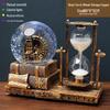 Retro Iron Tower Music Box with Luminous Crystal Ball Hourglass - Perfect for Desktop Ornament or Small Gift for Graduation, Qixi, or Valentine's Day.