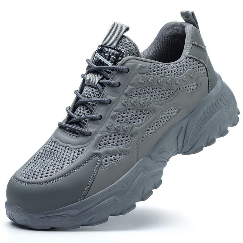 Summer Mesh Safety Shoes Men Steel Toe Sneakers Breathable Work Shoes White Lightweight Indestructible Shoes Protective Sneakers
